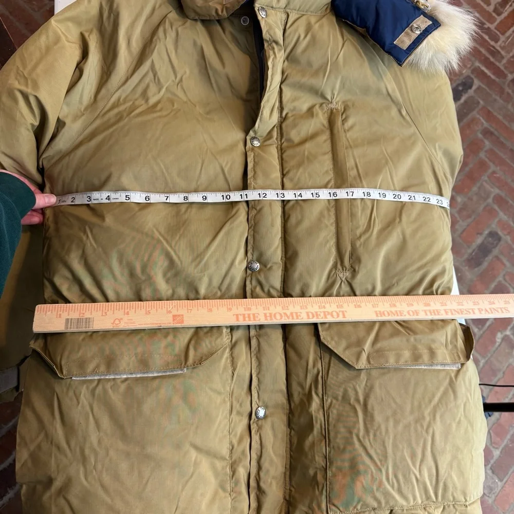 Vintage The North Face brown tag down filled puffer coat jacket Khaki 80’s Large